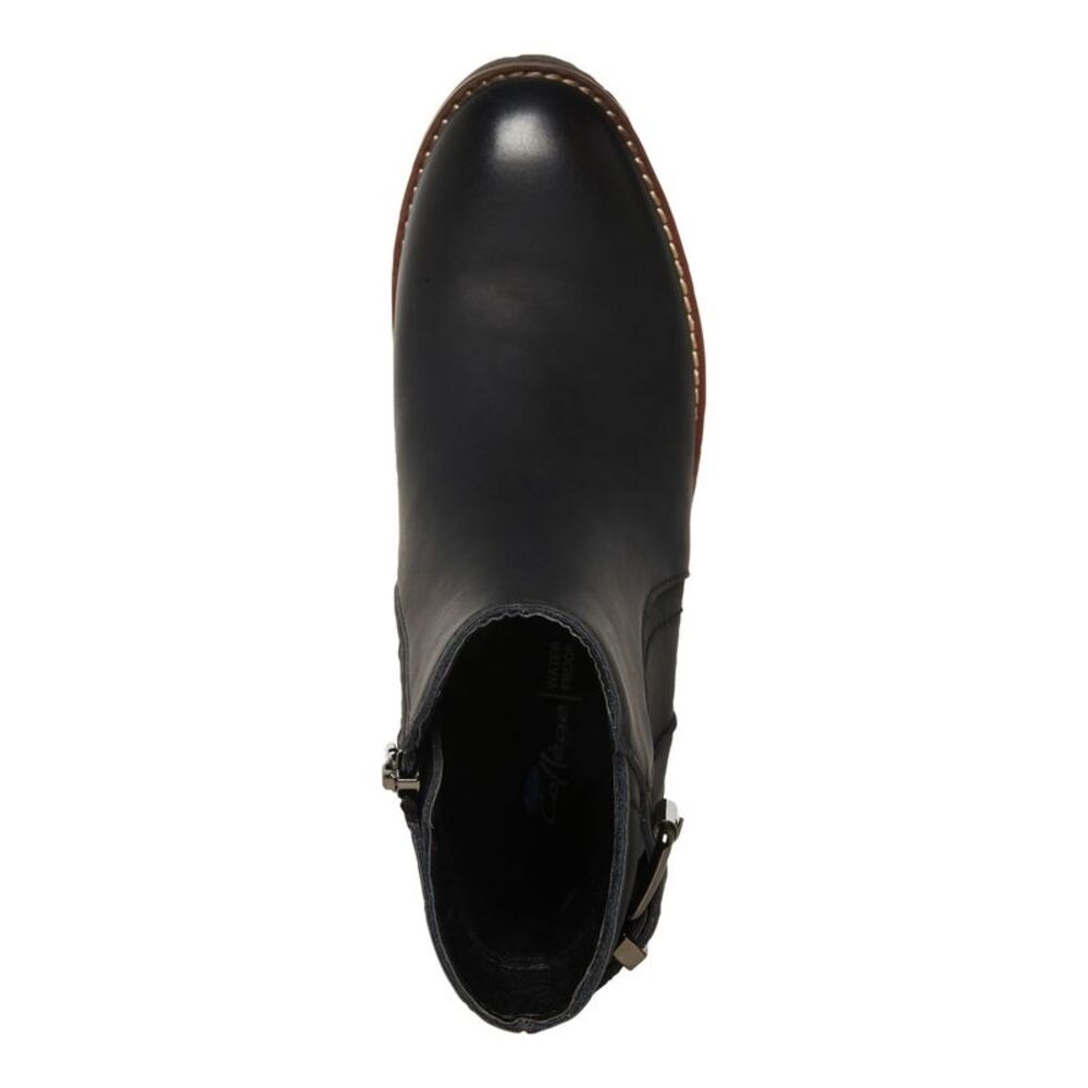 AQUA COLLEGE Womens Black 1" Platform Desiree Almond Toe Block Heel Booties 6 M - Picture 3 of 4